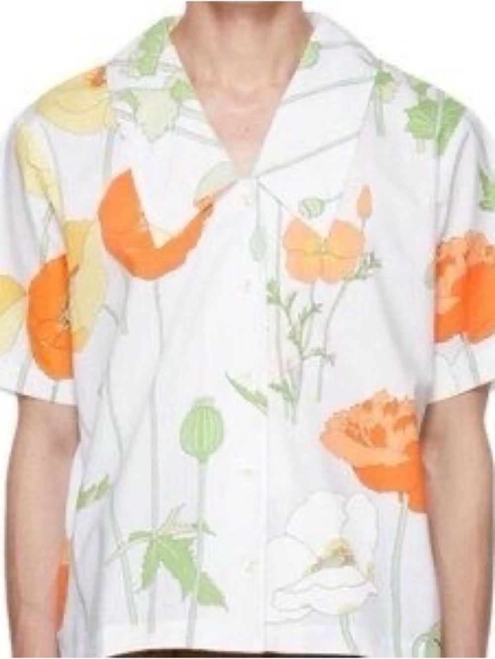 NWT Tanner Fletcher WHITE JOYCE SHIRT IN ORANGE POPPIES Mens Sz XS Womens M